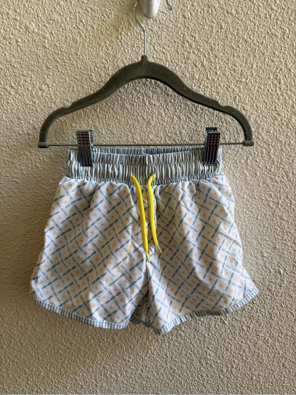 Edgehill Collection blue and yellow floral boys swim trunks